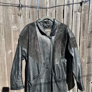 100% leather trench coat